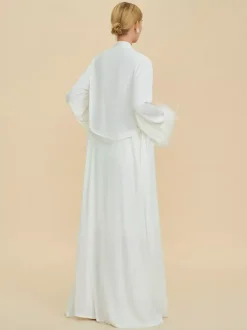 Lingerie de mariée pyjamas vêtements de nuit robes nuisettes en plumes blanches