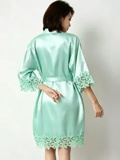 Lingerie de mariée pyjamas vêtements de nuit robes de chambre nuisettes roses en crochet nuisettes