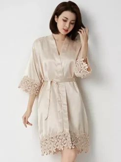 Lingerie de mariée pyjamas vêtements de nuit robes de chambre nuisettes roses en crochet nuisettes
