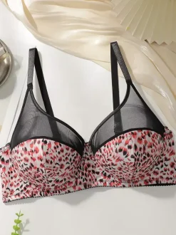 Lingerie grande taille bustiers couvrants imprimé léopard polyester sans coutures à armatures