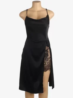 Lingerie grande taille Rencontres Fendue Devant Transparente Champagne Chemises Vêtements De Nuit
