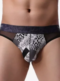 Lingerie pour homme sous-vêtements sexy culotte string à carreaux cyan