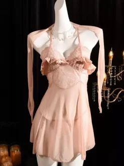 Lingerie transparente sans coutures nuisettes sexy en dentelle noire