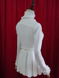 Lolita blanc Blouse plissée coton Chic chemisier pour femmes Déguisements Halloween