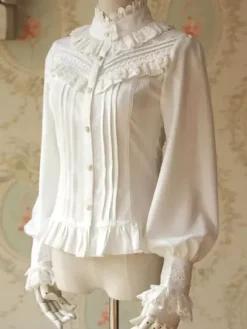 Lolita blanc Blouse série parfumé Infanta Chic en mousseline de soie chemise pour femmes