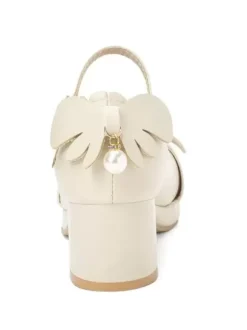 Lolita Chaussures Douces Rose Déco Fraise Talon Haut Carré Simple Mignon