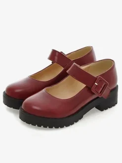 Lolita Chaussures Synthétique ronde talon Puppy cuir Toe Chaussures Lolita Déguisements Halloween