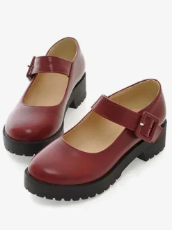 Lolita Chaussures Synthétique ronde talon Puppy cuir Toe Chaussures Lolita Déguisements Halloween