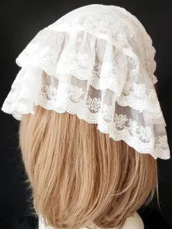 lolita coiffure Douceur unicolore Tea party avec dentelle à volants blanche Coiffure Déguisements Halloween