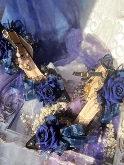 Lolita Robe De Mariée Lolita Sandales Arcs Fleurs Perles Bout Pointu Lolita Chaussures D'été
