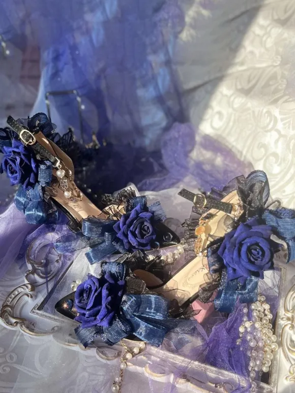 Lolita Robe De Mariée Lolita Sandales Arcs Fleurs Perles Bout Pointu Lolita Chaussures D'été