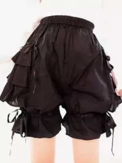 Lolita Shorts Arcs noir volants en coton pour femmes Déguisements Halloween