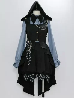 Lolita Specials Lolita Top Gilet Costumes Gothique Noir Sans Manches N艙uds Boutons