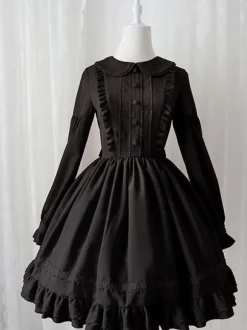 Lolita Sweet OP Robe Volants Manches longues Lolita Une Robes Piece Déguisements Halloween