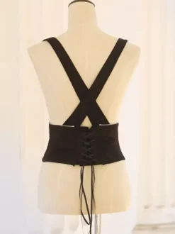 Lolita Top Gilet Costumes Gothique Noir Sans Manches