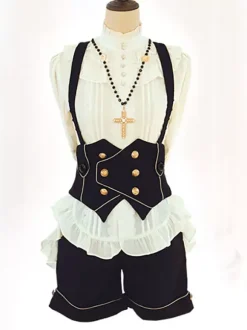 Lolita Top Gilet Costumes Gothique Noir Sans Manches