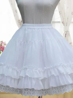 Lolita blanc Petticoat Neverland Ruffles Frills en mousseline de soie couche Lolita Crinoline Déguisements Halloween