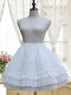 Lolita blanc Petticoat Neverland Ruffles Frills en mousseline de soie couche Lolita Crinoline Déguisements Halloween