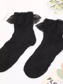 Lolita Chaussettes doux blanc coton 2026 dentelle Déguisements Halloween