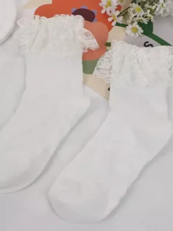 Lolita Chaussettes doux blanc coton 2026 dentelle Déguisements Halloween