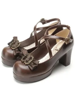 Lolita Chaussures Douces Bordeaux Classique Lacet Chic Talon Haut