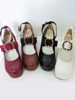 Lolita Chaussures Douces Bordeaux Classique Lacet Chic Talon Haut