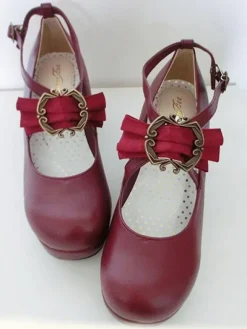 Lolita Chaussures Douces Bordeaux Classique Lacet Chic Talon Haut