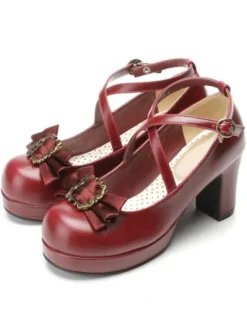 Lolita Chaussures Douces Bordeaux Classique Lacet Chic Talon Haut