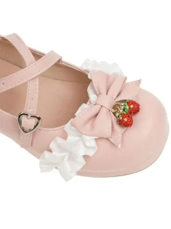 Lolita Chaussures Douces Déco Fraise et Mousseline Noeds Quoditien Talon Bas