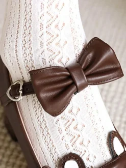 Lolita Chaussures Douces Noed à Côté Perle Faux Oreilles de Lapin Déco Mousseline