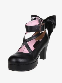 Lolita Chaussures Douces Talons Haut Doux Grand N艙ud 2026 Bout rond Déguisements Halloween