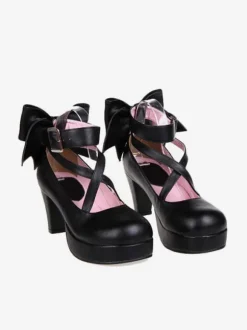 Lolita Chaussures Douces Talons Haut Doux Grand N艙ud 2026 Bout rond Déguisements Halloween