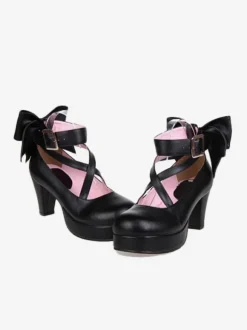 Lolita Chaussures Douces Talons Haut Doux Grand N艙ud 2026 Bout rond Déguisements Halloween