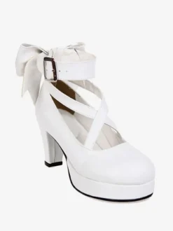 Lolita Chaussures Douces Talons Haut Doux Grand N艙ud 2026 Bout rond Déguisements Halloween