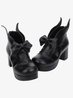 Lolita Chaussures exquises noir à bout rondavec noeud en Synthétique 5cm quotidien Déguisements Halloween