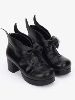 Lolita Chaussures exquises noir à bout rondavec noeud en Synthétique 5cm quotidien Déguisements Halloween