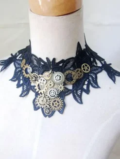 lolita collier steampunk Collier bicolore Tea party Accessoire ornement métallique Déguisements Halloween