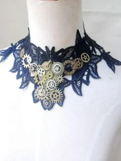 lolita collier steampunk Collier bicolore Tea party Accessoire ornement métallique Déguisements Halloween
