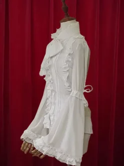 Lolita de mousseline de soie Blouse Hime longues manches Stand collier volants Lace Up Déguisements Halloween