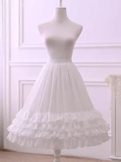 Lolita en mousseline de soie jupe noeud à volants Lolitapetticoat blanc Déguisements Halloween