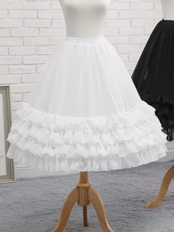 Lolita en mousseline de soie jupe noeud à volants Lolitapetticoat blanc Déguisements Halloween
