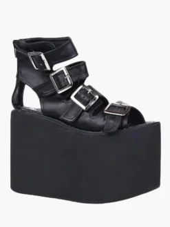Lolita sandales plate-forme haute chaussures simili cuir avec boucles Déguisements Halloween