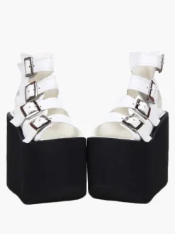 Lolita sandales plate-forme haute chaussures simili cuir avec boucles Déguisements Halloween