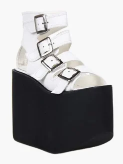 Lolita sandales plate-forme haute chaussures simili cuir avec boucles Déguisements Halloween