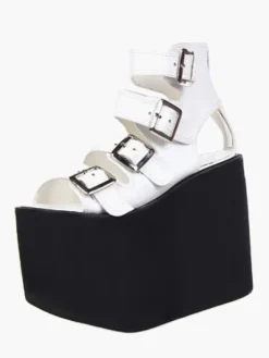 Lolita sandales plate-forme haute chaussures simili cuir avec boucles Déguisements Halloween