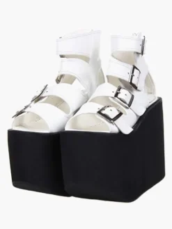 Lolita sandales plate-forme haute chaussures simili cuir avec boucles Déguisements Halloween