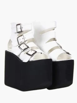 Lolita sandales plate-forme haute chaussures simili cuir avec boucles Déguisements Halloween