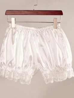 Lolita Shorts dentelle blanche Ruffles soyeux pour femmes Déguisements Halloween