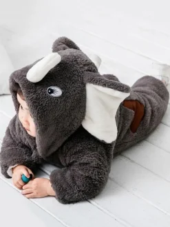 Éléphant Gris Kigurumi Pyjamas Bébés 2026 Flanelle Combinaison d'Hiver Enfants Cadeaux Noël Déguisements Halloween