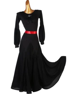 Lycra Salle de bal noire de danse Costumes Femmes Spandex Ensemble Robe de danse Robe